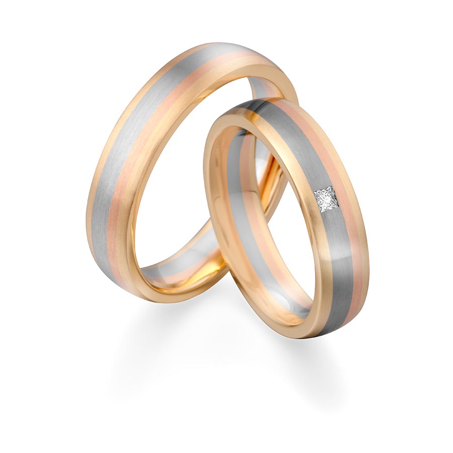 Trauringe Kreuzau Eheringe  585 Gelbgold, Weißgold+Pd+Pd, Rotgold 514734-50