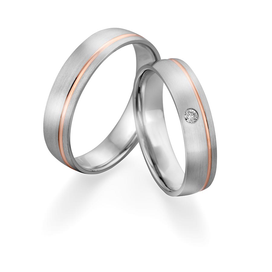 Freundschaftsringe Kreuzau 925 Silber rhodiniert, rot vergoldet 526139-50