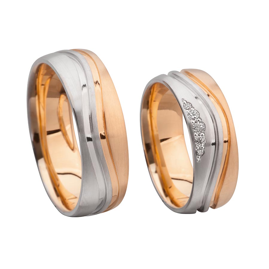 Trauringe Kreuzau Eheringe  375 Rotgold, Weißgold+Pd 514706-70