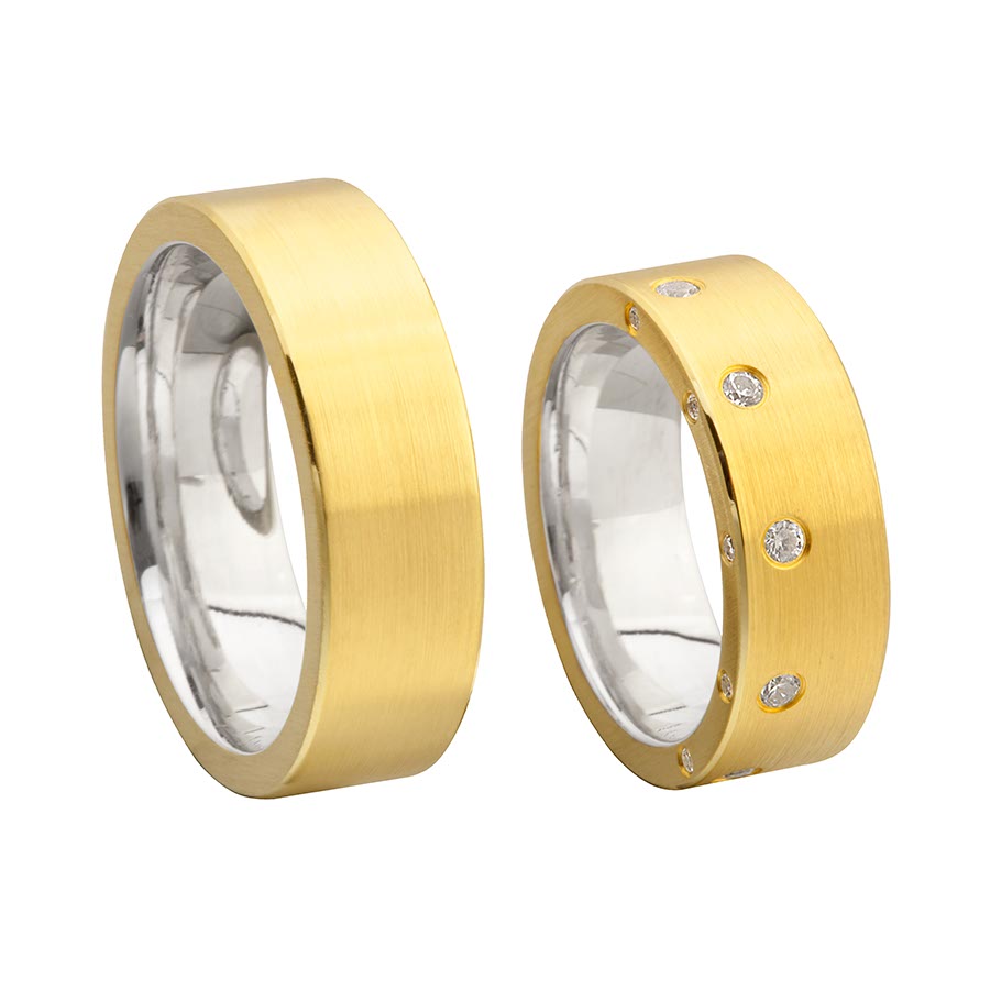 Trauringe Kreuzau Eheringe  925 Silber-KERN, 750 Gelbgold, Hybrid 514707-72