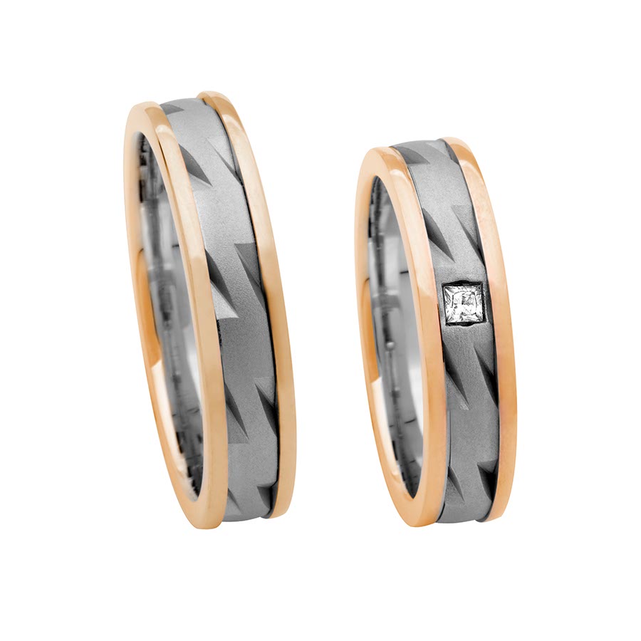 Trauringe Kreuzau 585 Rotgold, Weißgold+Pd 518007-50